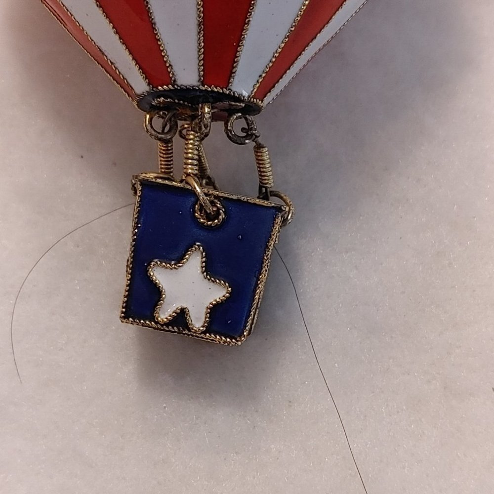 Red, White & Blue Glass Hot Air Balloon w/Metal Basket - Picture 3 of 4